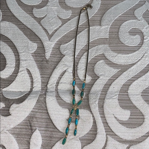 Gold and teal statement necklace - Picture 1 of 2